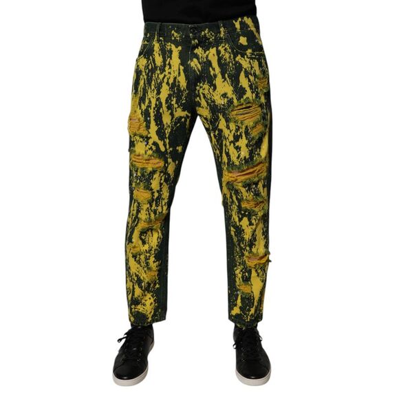 Dolce & Gabbana Black Tattered Skinny Cotton Denim Jeans